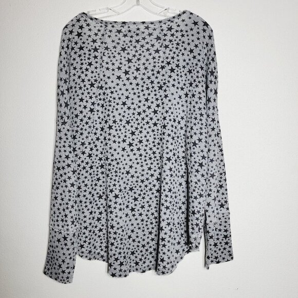 Lucky‎ Brand Star Print Top Plus Size 1X / 2X Waffle Knit Pullover Long Sleeve - Picture 2 of 3